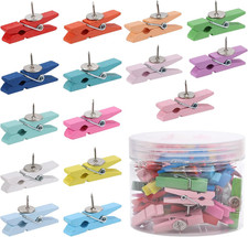 50Pcs Wooden Clips Push Pins Tacks for Cork Board Artwork for Crafts Arts Projec