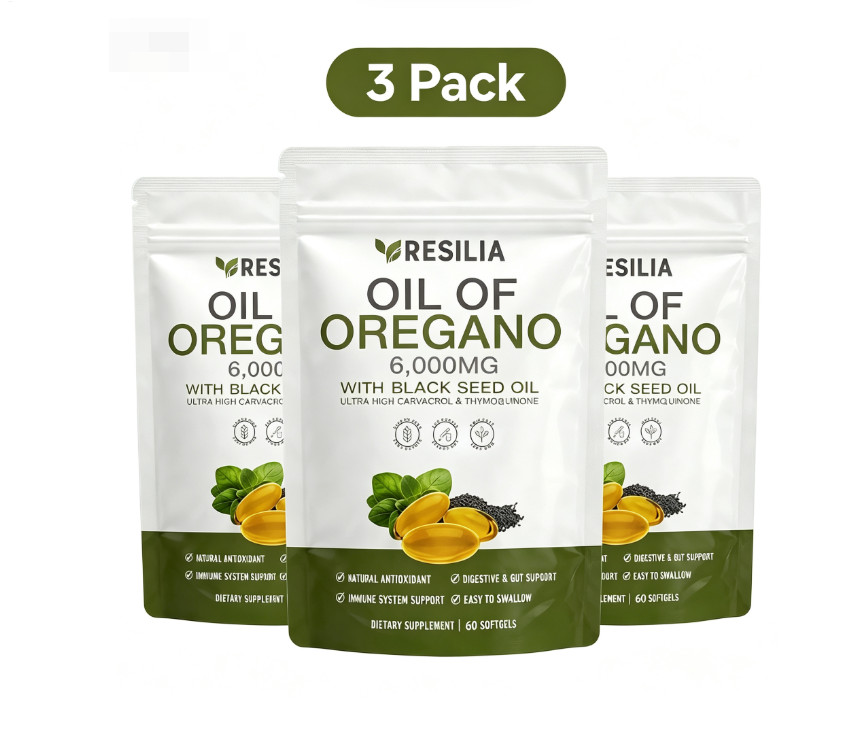 3Pack Resilia Oil of Oregano 6000mg with Black Seed Oil Softgels