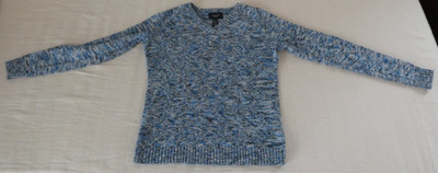 Damen Pullover Lands' End Gr. S Petite blau/grau/schwarz meliert