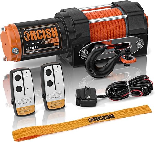 ORCISH Upgrade 3500 lb 12V DC Electric Winch, ATV/UTV Winch Kit for Towing, 1...