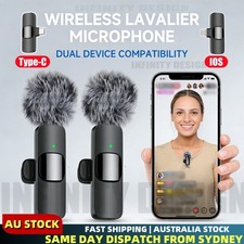 2PCS Bluetooth Wireless Lavalier Microphone Mic For Type-C iPhone Vlog Stream AU — image 1