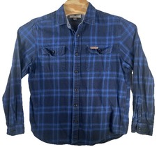 Field Stream Mens Flannel Buffalo Plaid Navy Blue/Royal Blue Size Large Cotton