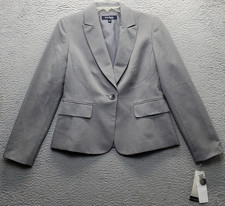 Evan-Picone Blazer Jacket Womens 8 Gray Single Breasted Peak Lapel Formal