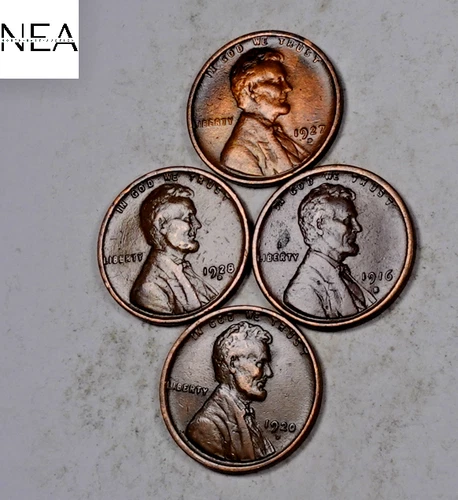 1916-S+1920-D+1927-D+1928-D Lincoln Wheat Penny Cent Set/Lot ~ XF/AU ~ ZWL35