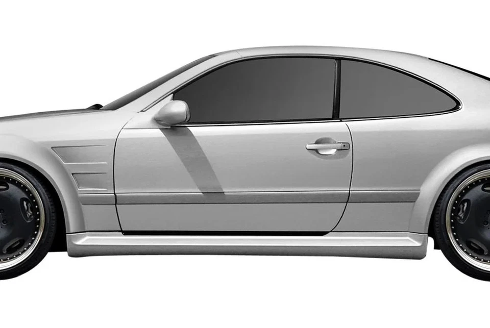 For Mercedes-Benz CLK320 98-02 Side Skirt Rocker Panels Black Series Fiberglass Foto 2 de 3
