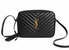Saint Laurent Lou Small Black Quilted Leather Crossbody Zip Bag YSL Tassel