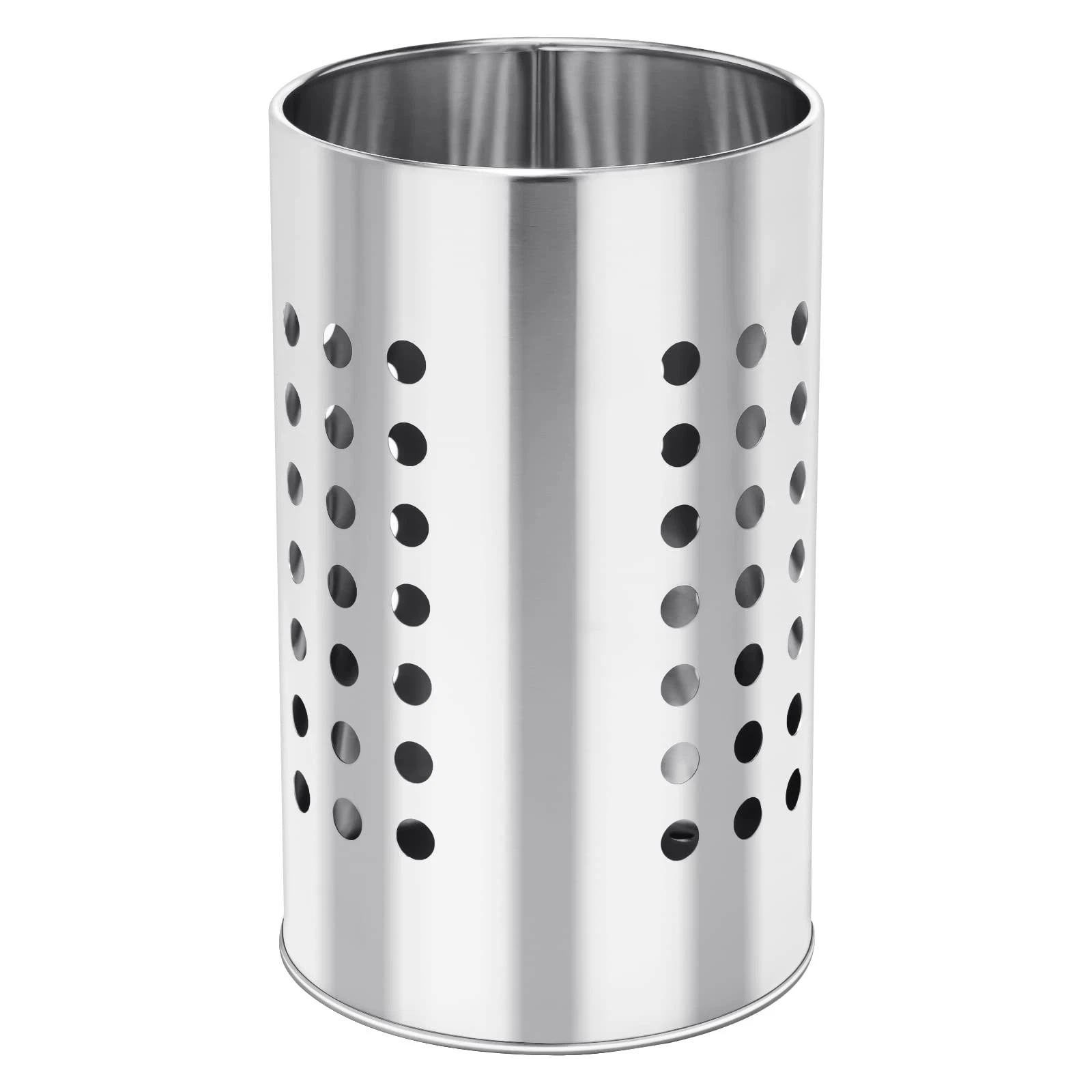 Stainless Steel Kitchen Utensil Holder Flatware Cylinder Silverware Draining ...