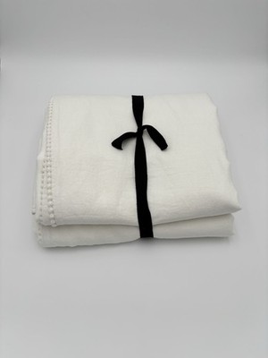 West Elm MTO European Linen Pom Pom Duvet ~ King/Cal. ~ White