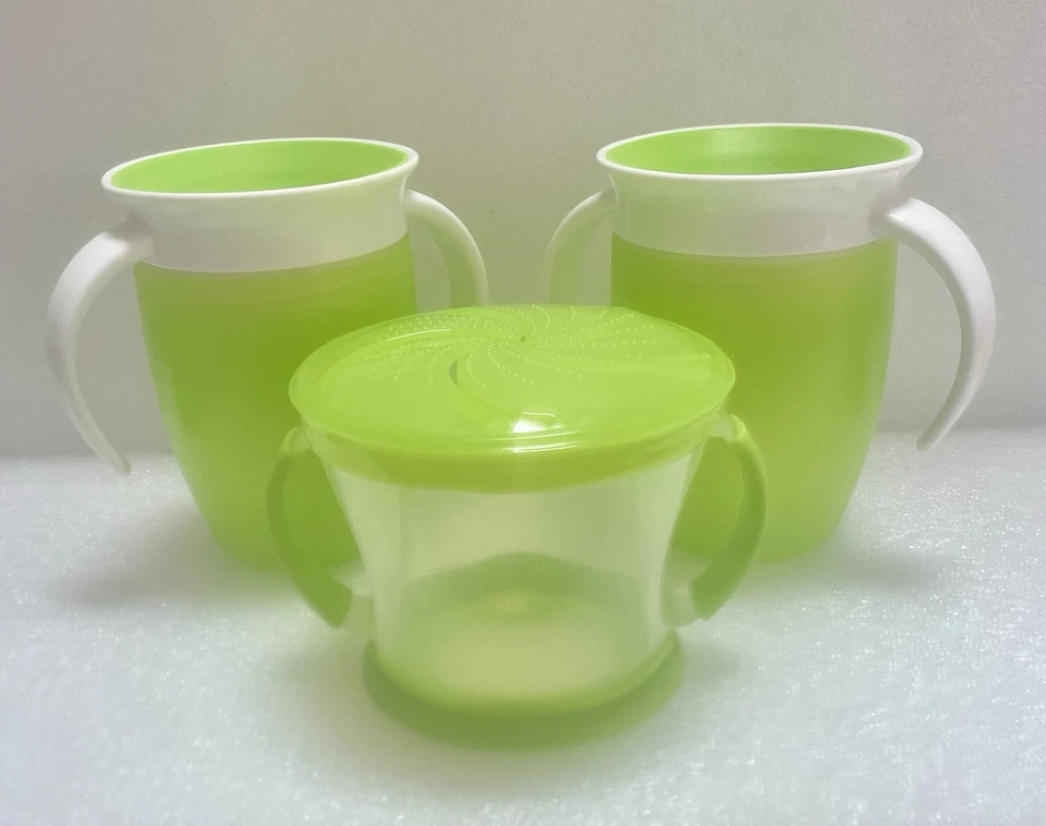 Toddler Cups Spill Proof Drinking Trainer Sippy Cups & Snack Cup Munchkin Set 3 - Image 2 of 4