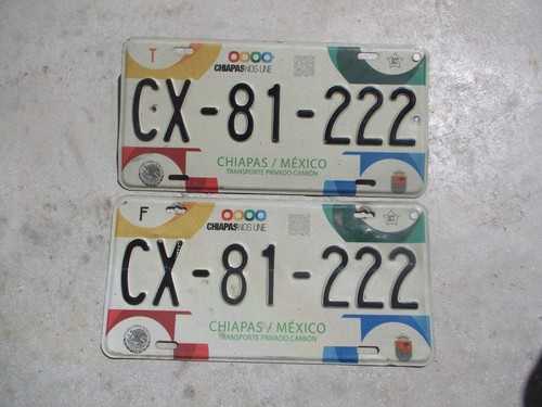 Mexico Chiapas  license plate  pair # CX - 81 - 222