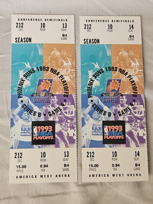 #ad 2 Stubs 1993 CONFERENCE SEMIFINALS TICKET STUB Sun Vs San Antonio Series B Game. $50.00
