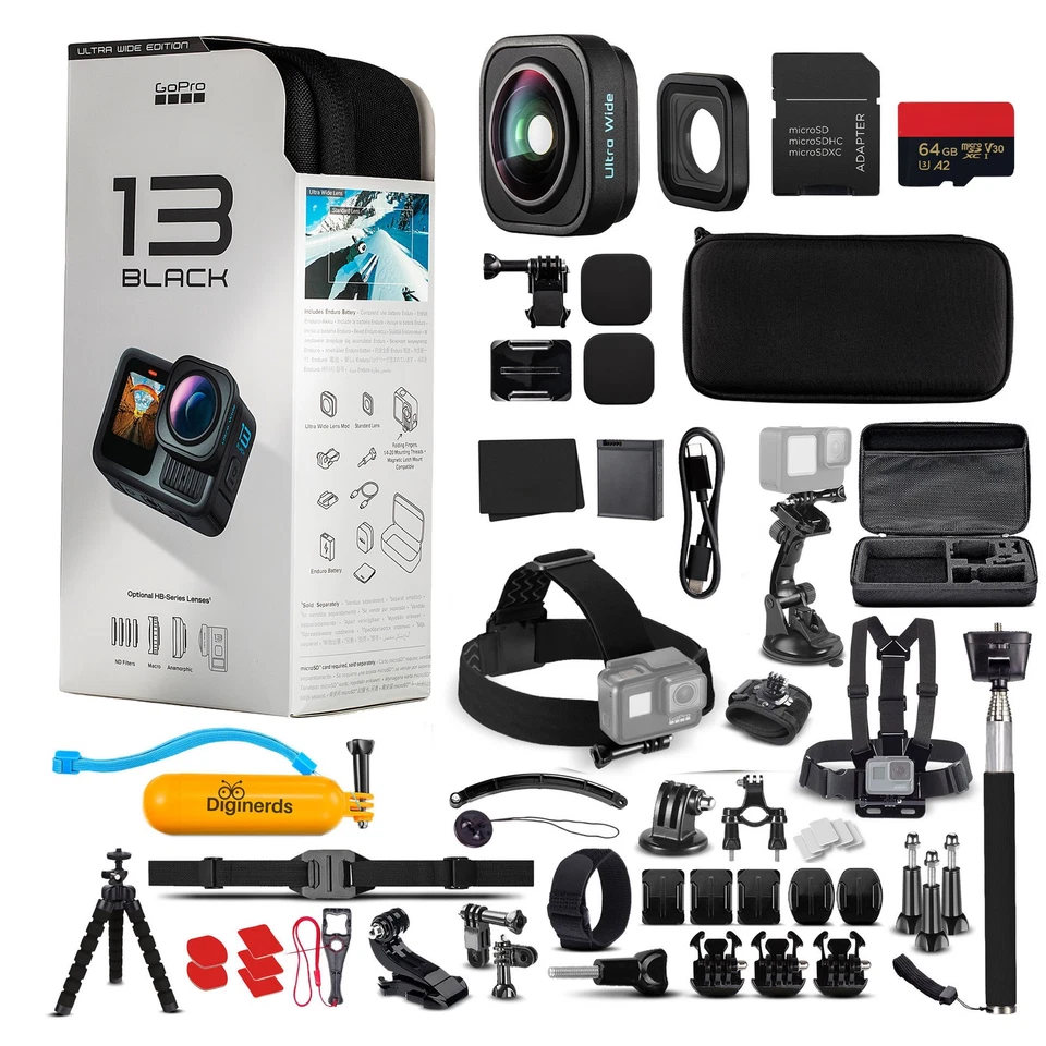 GoPro HERO13 (Black) Ultra Wide Edition - Waterproof Action Camera + 64GB Card