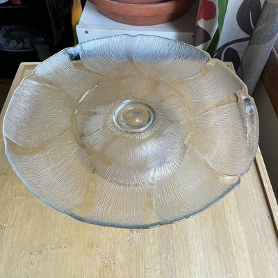 Vintage Arcoroc Luminarc FLEUR Cake serving Plate Stand Pedestal LARGE Clear