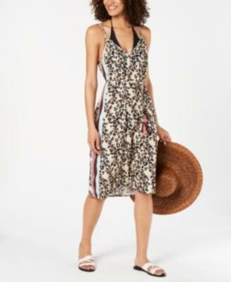 MSRP $54 Miken Soft Leopard Printed Cover Up Dress Swimsuit Size M