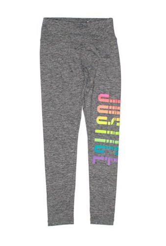 Justice Girls Leggings Gray Size 10 Full Length Stretchy Colorful Leg Logo - Picture 11 of 12