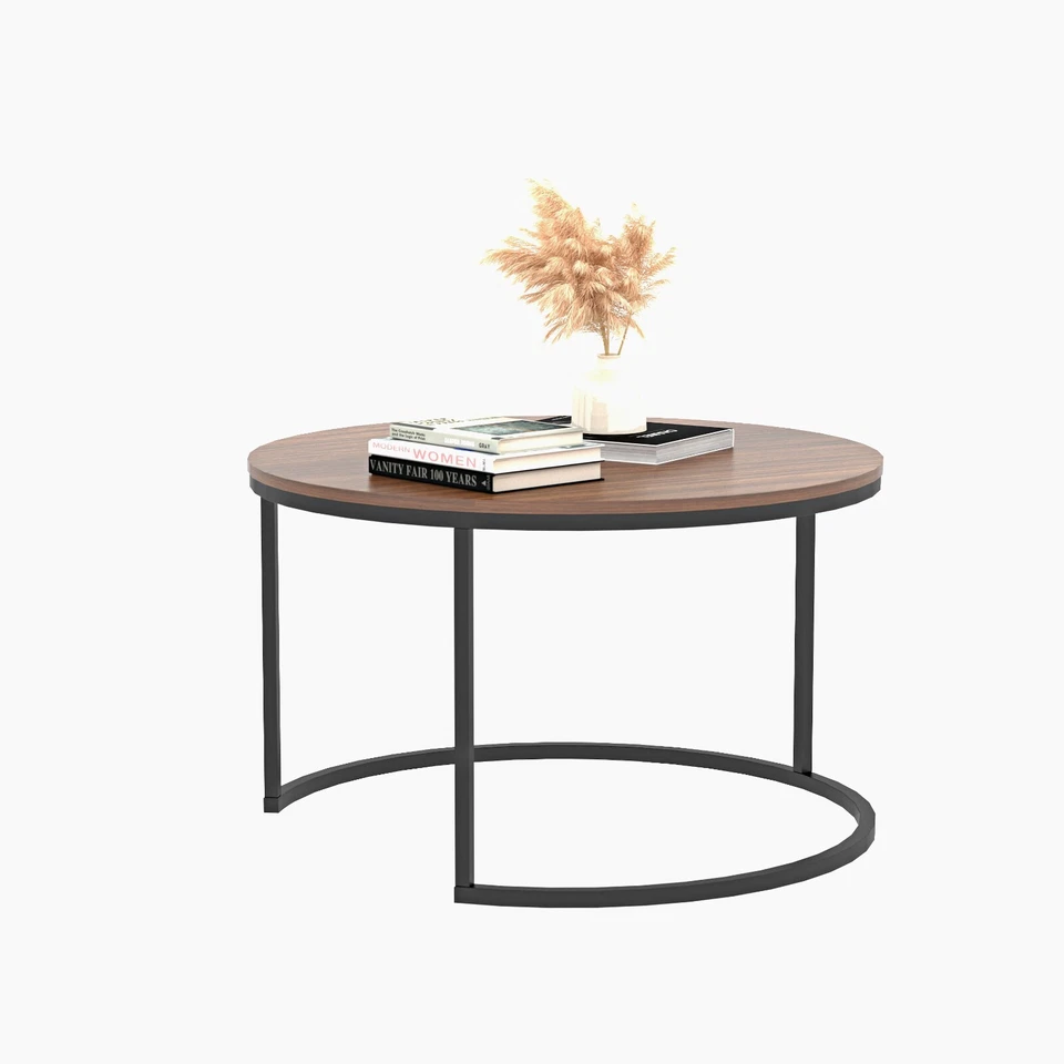 Nesting Coffee Tables Set of 2, Round Stacking Sofa Side Tables for Living Room - Image 3 of 4