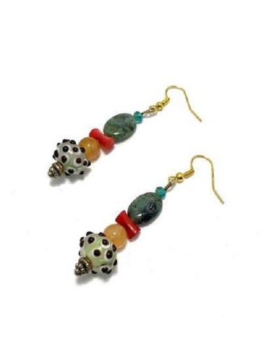 Necklace Set - Metal Feather - Lamp Work Glass, Carnelian, Coral, Jasper - Picture 8 of 9