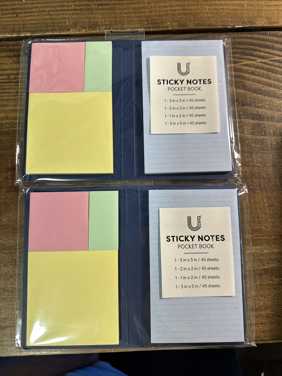 U Style Collections Lot Of 2 Sticky Notes Pocket Book Stickers 45 Sheets Each-image