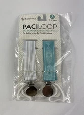 Bazzle Baby PaciLoop Pacifier Loop 2 Pack White Gray Stripe Teal Geometric NEW