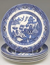 Set 6 Churchill Blue Willow 10 1/4" Dinner Plates NEW