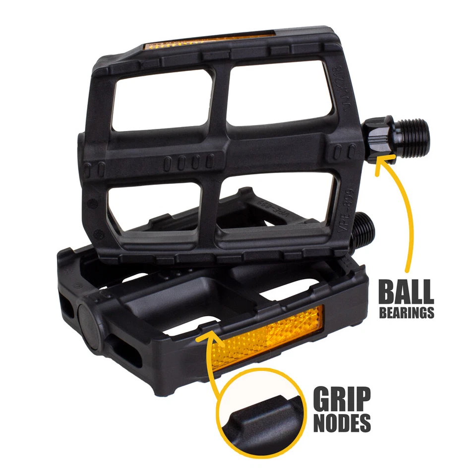 BV Bicycle Universal Bike Pedals 9/16" Urban Boron Steel Non-Slip Ball Bearing - Image 4 of 4