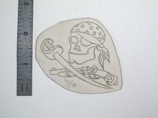 vtg 1960s Tattoo Flash acetate stencil Pirate Skull Sword and Pistol signed SK3