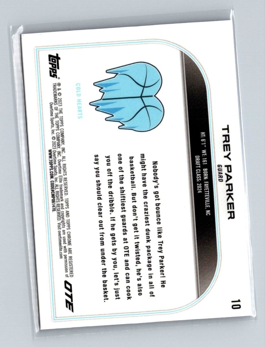 2022-23 Topps Chrome OTE Sapphire Trey Parker #10 RC Cold