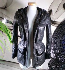 Nwt Matchless Windsor Hooded Fur Trim Real Leather Fitted Biker Jacket Coat 10