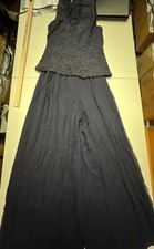 Maggy London By Kenneth Nolan Womens Navy Wide Leg Silk Formal Jumpsuit Size 8