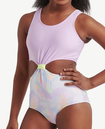 Justice Girls SIZE XS 5-6 Monokini, 1-Piece Color Palma Violet NEW - Picture 1 of 7