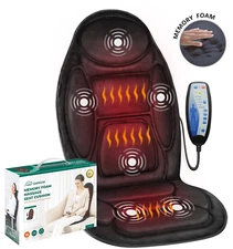 Vibration Soothing Memory Foam Back Massager with Heat, for Car Or Chair Use NEW