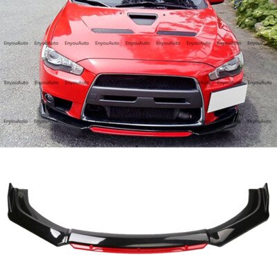 For Mitsubishi Eclipse Front Bumper Lip Spoiler Splitter Black Red Universal