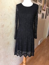 Love... Ady Fit And Flare Black Lace Long Sleeves Dress Size M 