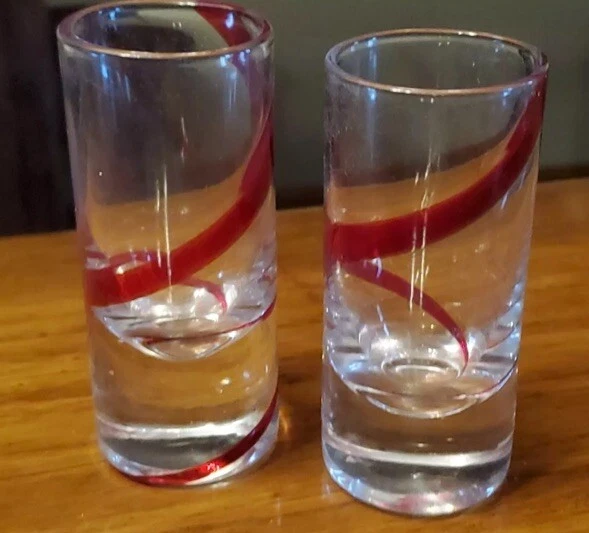 2 vasos Swirline Tavern, muelle rojo rubí 1 vaso grande para 2 oz. cada Foto 3 de 4
