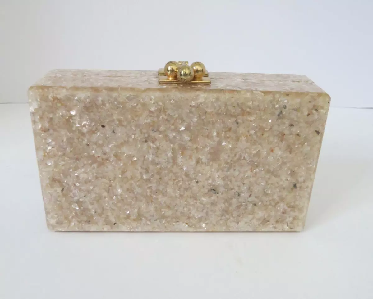 Gold Metallic Box Clutch Bag