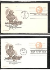 US SC # UX92-UY33 Robert Morris FDC. Armaster Cachet