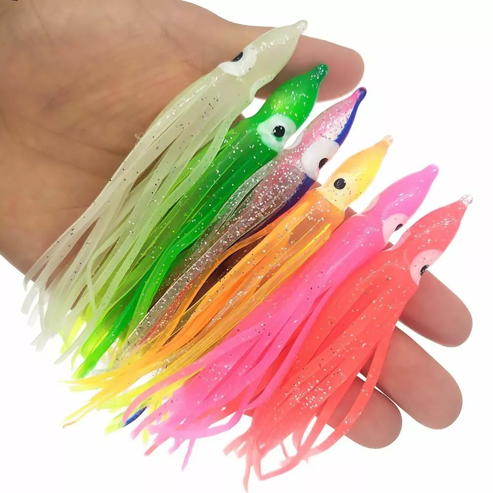 50Pcs Fishing Lures Squid Skirts Rubber Octopus Soft Baits