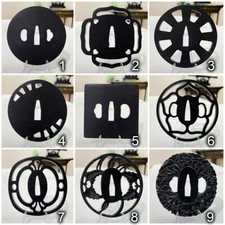 Black Iron Tsuba Steel Hand Guard For Japanese Katana DIY Sword Maintenance