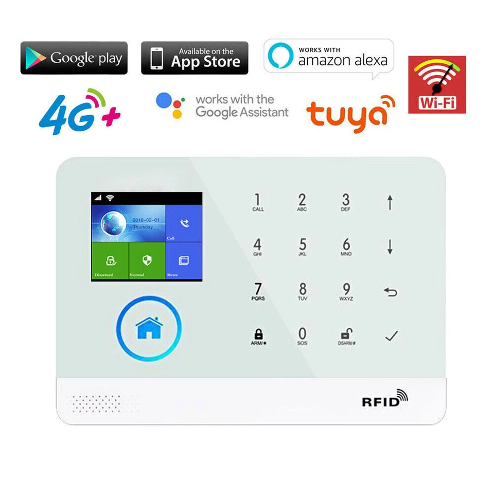 V32 WIFI 4G GSM TUYA APP Wireless Wired Home Security Burglar Alarm System+RFID - Image 2 of 4