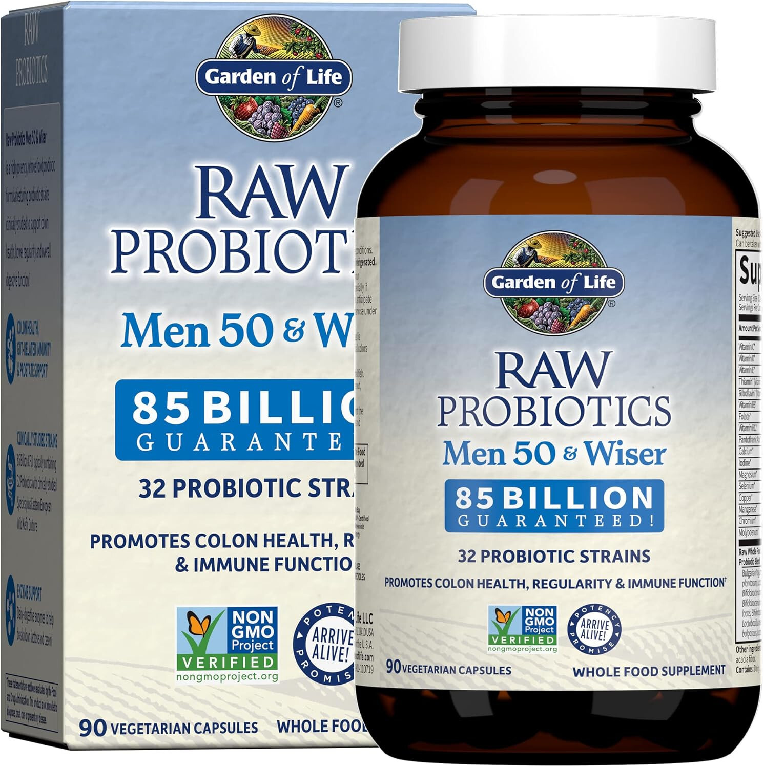 Garden of Life Raw Probiotics Men 50 & Wiser 85 Billion Cfu 90 Veg Caps