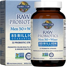 Garden of Life Raw Probiotics Men 50  Wiser 85 Billion Cfu 90 Veg Caps 06/26