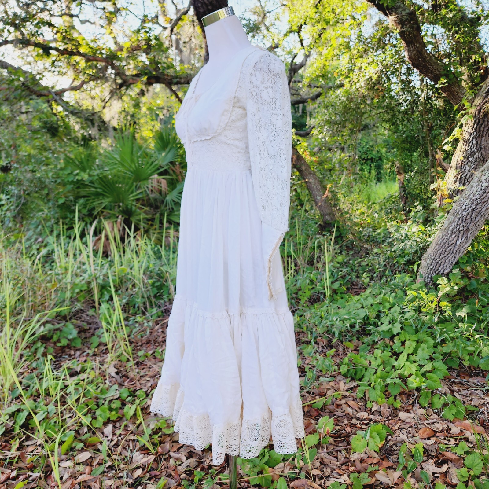 Vintage Gunne Sax Cotton Lace Bridal Cottagecore Lace Up Dress Prairie ...