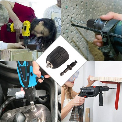 3/824UNF 0.810MM Keyless Drill Bit Chuck Clip W 1/4'' Hex Shank Rod Adapter