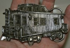 Vintage 1979 Detailed Solid Railroad Train Caboose Railroad Silver Belt Buckle