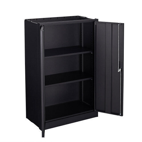 Metal Cabinet Adjustable Shelves Foldable Storage w/ Lock & Door Office School