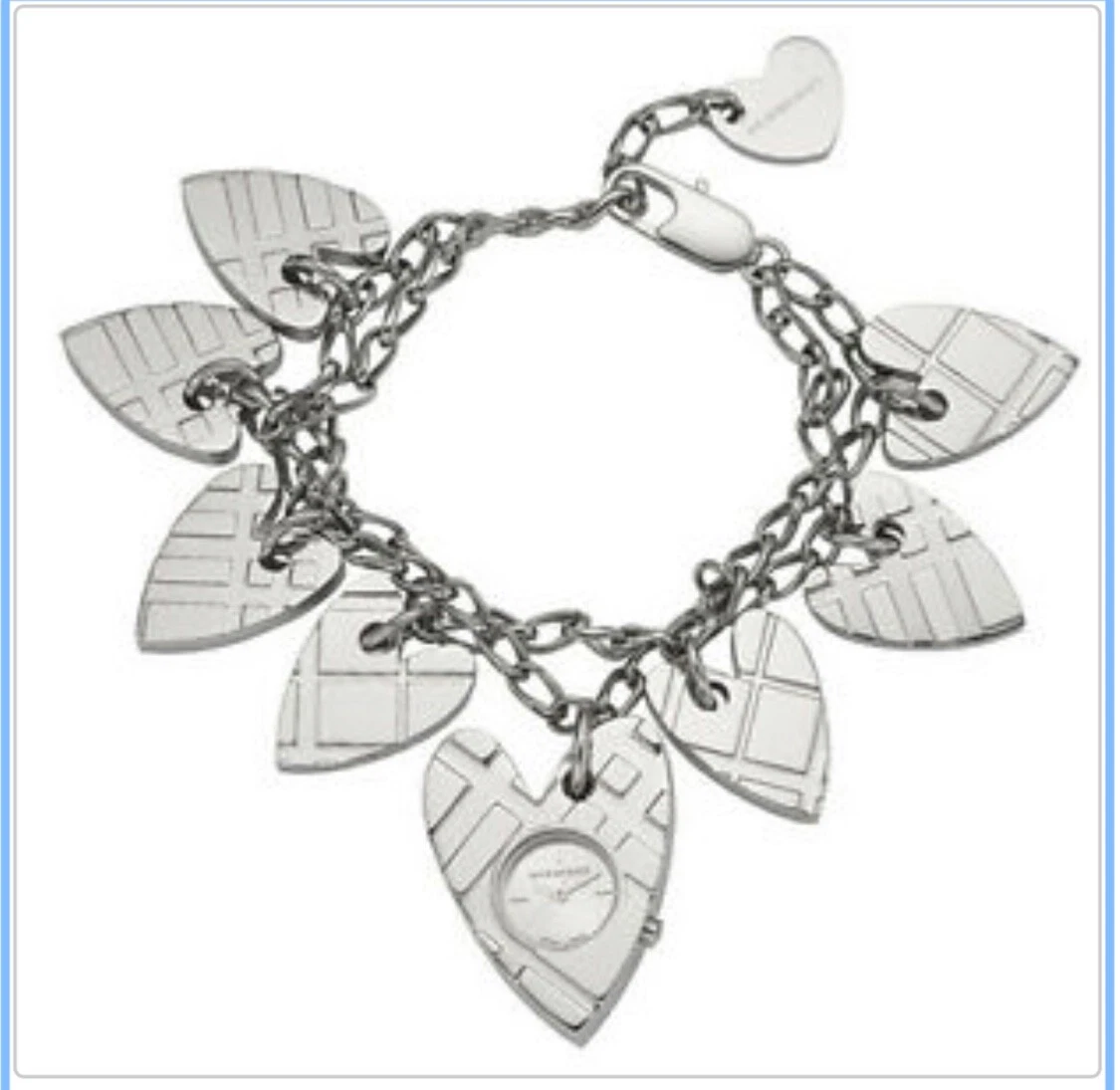 OROLOGIO DA POLSO NUOVO BURBERRY A SCACCHI ARGENTO SVIZZERO S ACCIAIO BU5262