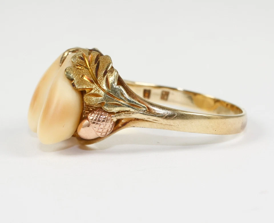 Herrenring mit echten Hirsch-Grandeln, 585 Gelb- Rotgold, Gewicht 7,6 Gramm - Bild 3 von 4