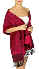 Pashmina Shawls. Pashmina Scarfs. Large reversible wraps - Soft paisley Pashm...