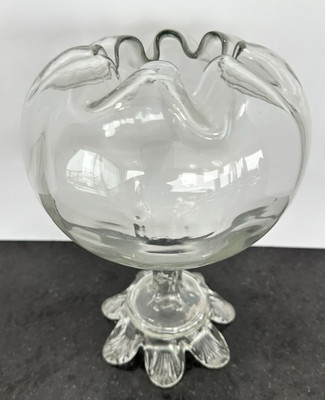 Antique Victorian/Bohemian Footed Rose / Ivy Bowl 