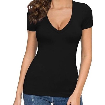Simply Stylish Damen einfarbiges V-Ausschnitt Top mit kurzen Ärmeln zum Entspan